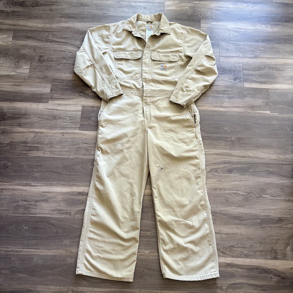 Carhartt FR Coveralls Men's Size 40 Khaki FRX010 KHI Khaki Short Flame Resistant